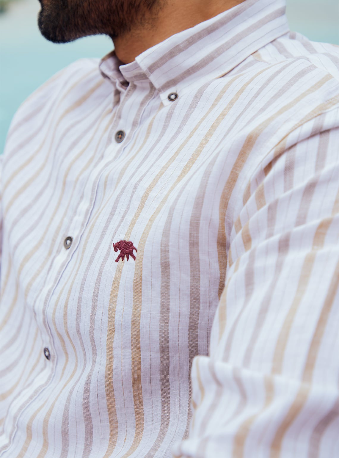 Khaki Gold Stripe Shirt