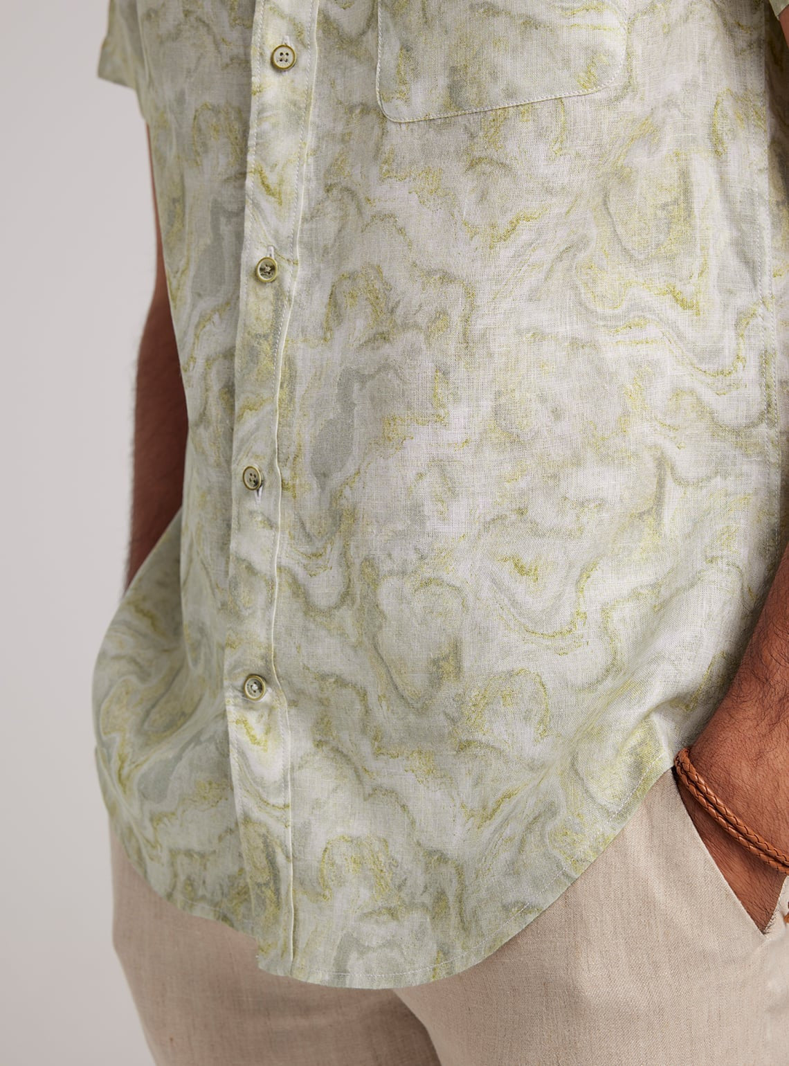 Khaki Marble Linen Shirt