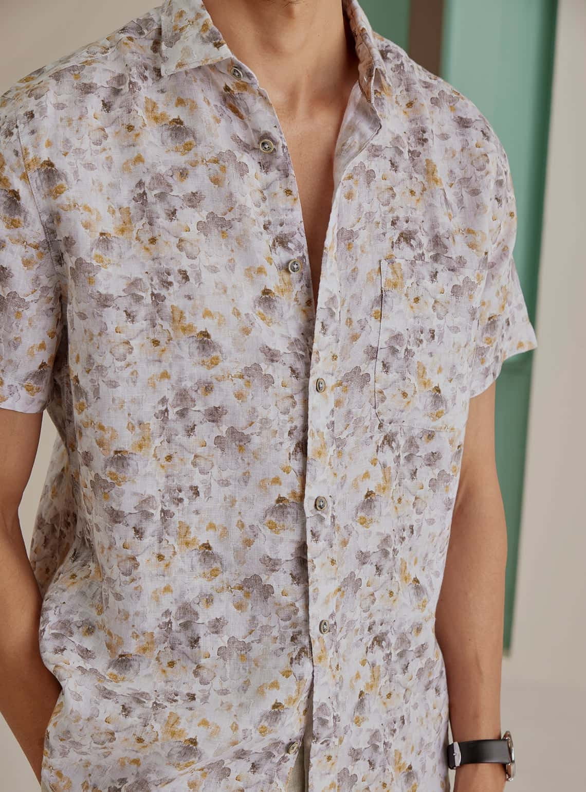 Cloudy Floral Linen Shirt