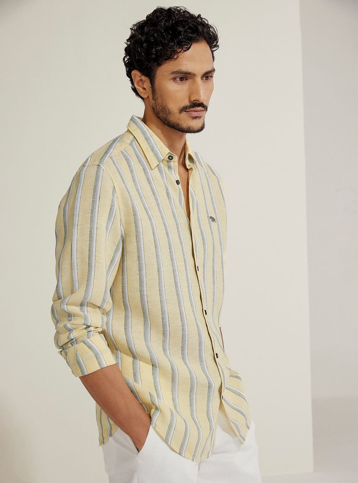 Lemon Stripe Linen Shirt