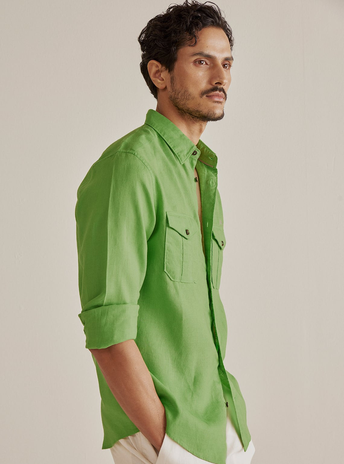 Mantis Green Linen Shirt