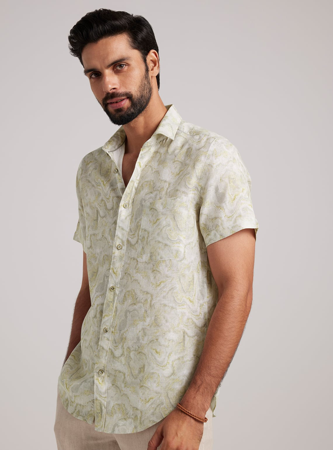 Khaki Marble Linen Shirt