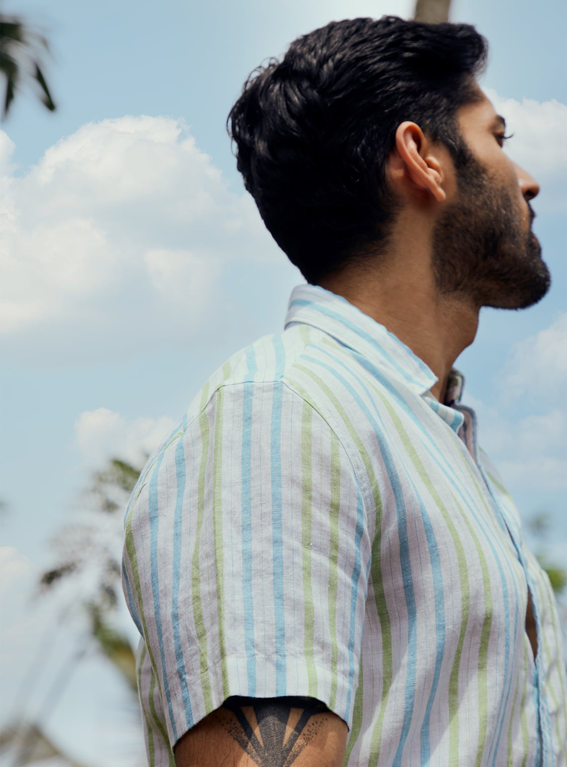 Lime Tonic Stripe Half Shirt