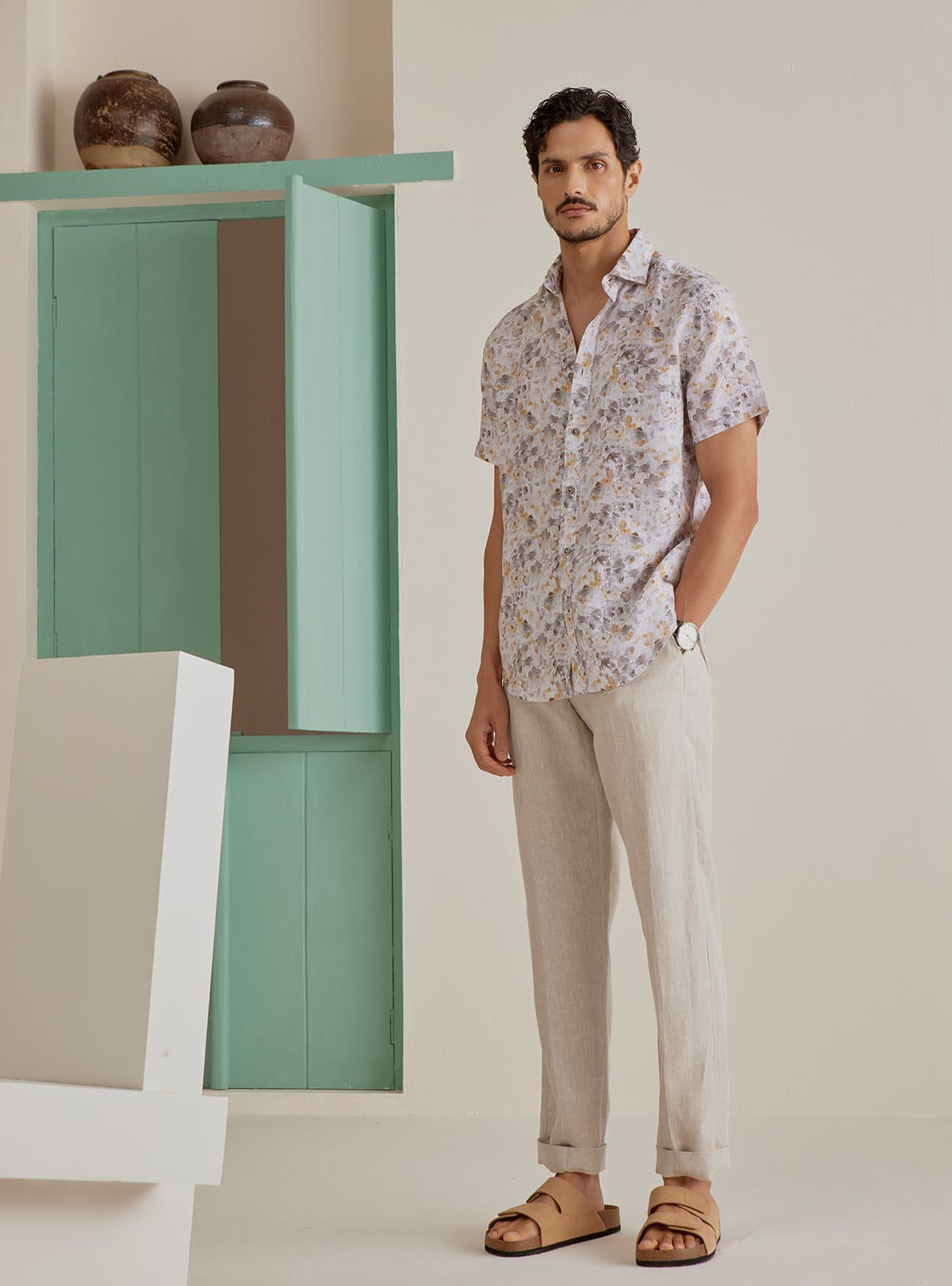 Cloudy Floral Linen Shirt