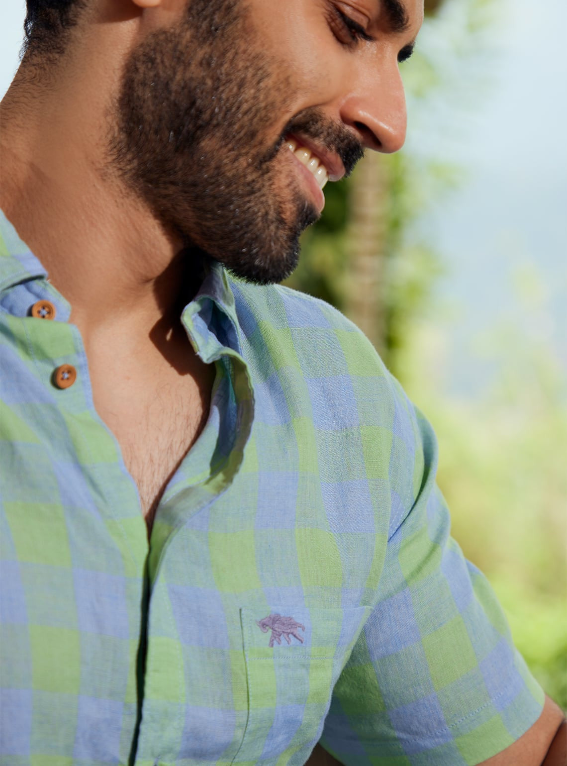 Bermuda Green Grid Half Shirt