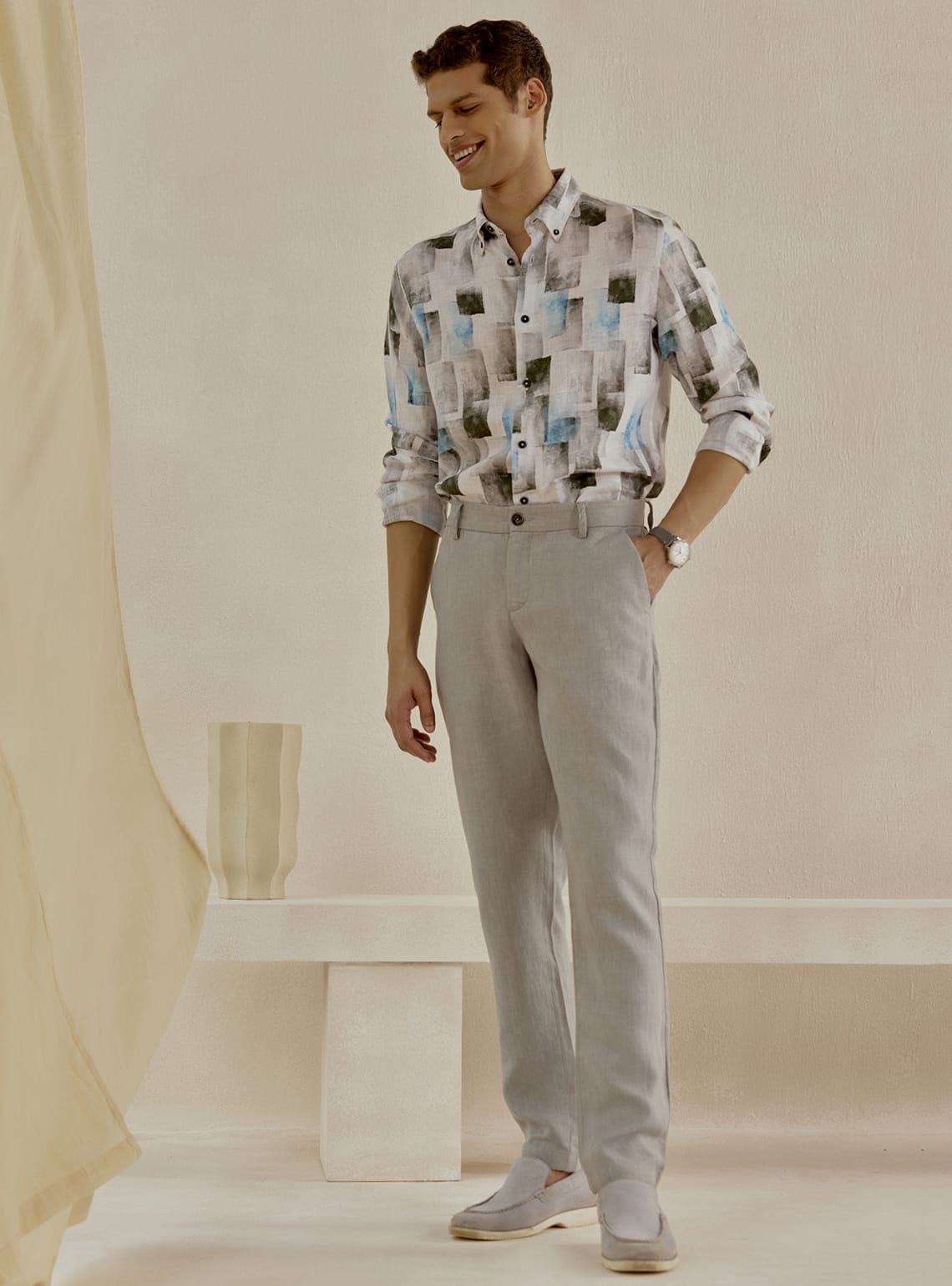 Grey Box Linen Shirt