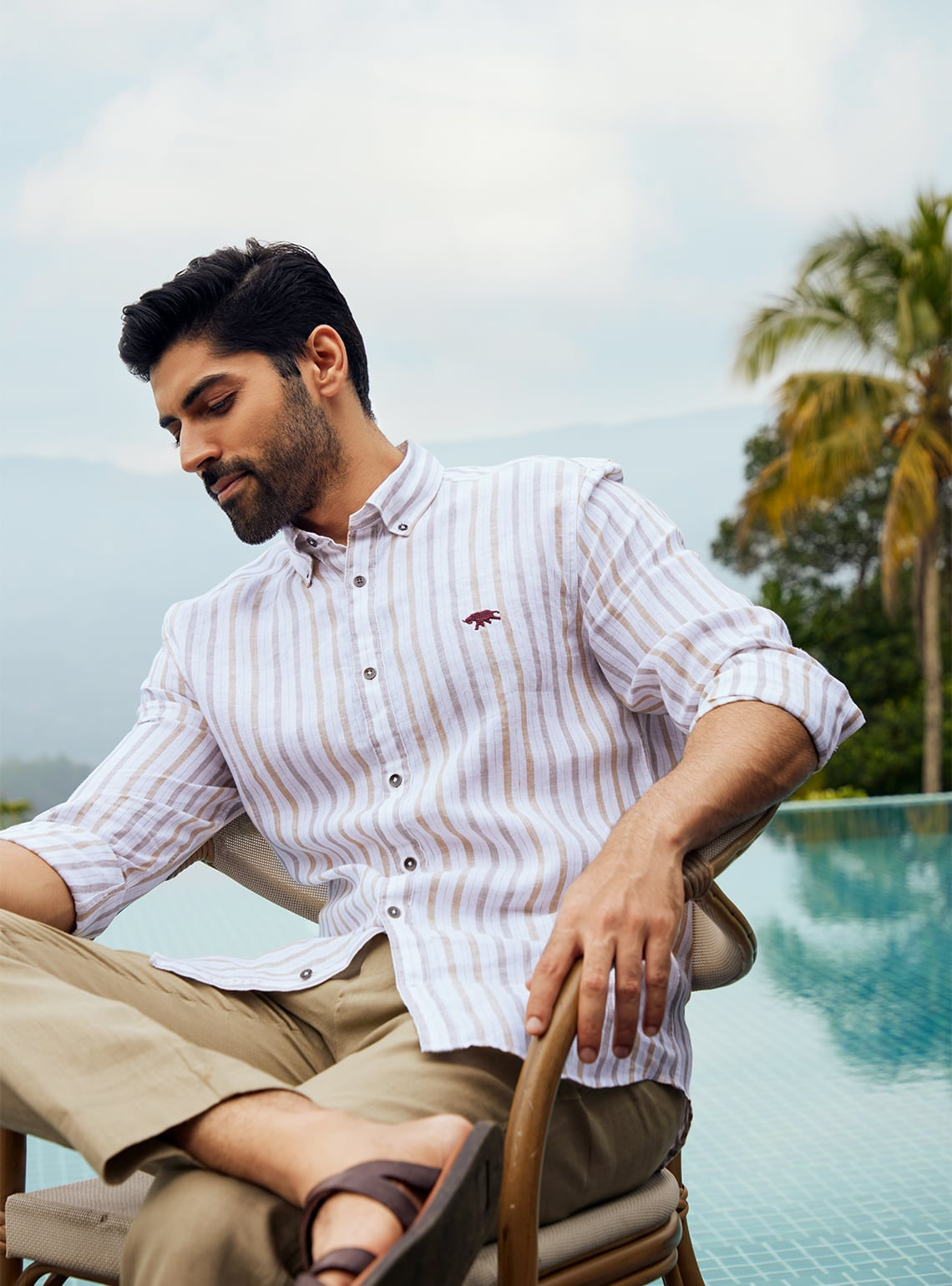 Khaki Gold Stripe Shirt