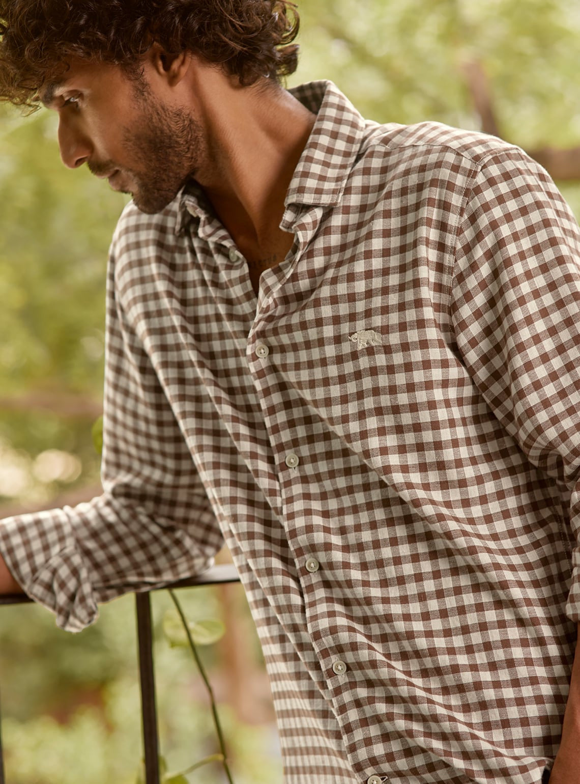 Otter Brown Check Linen Shirt
