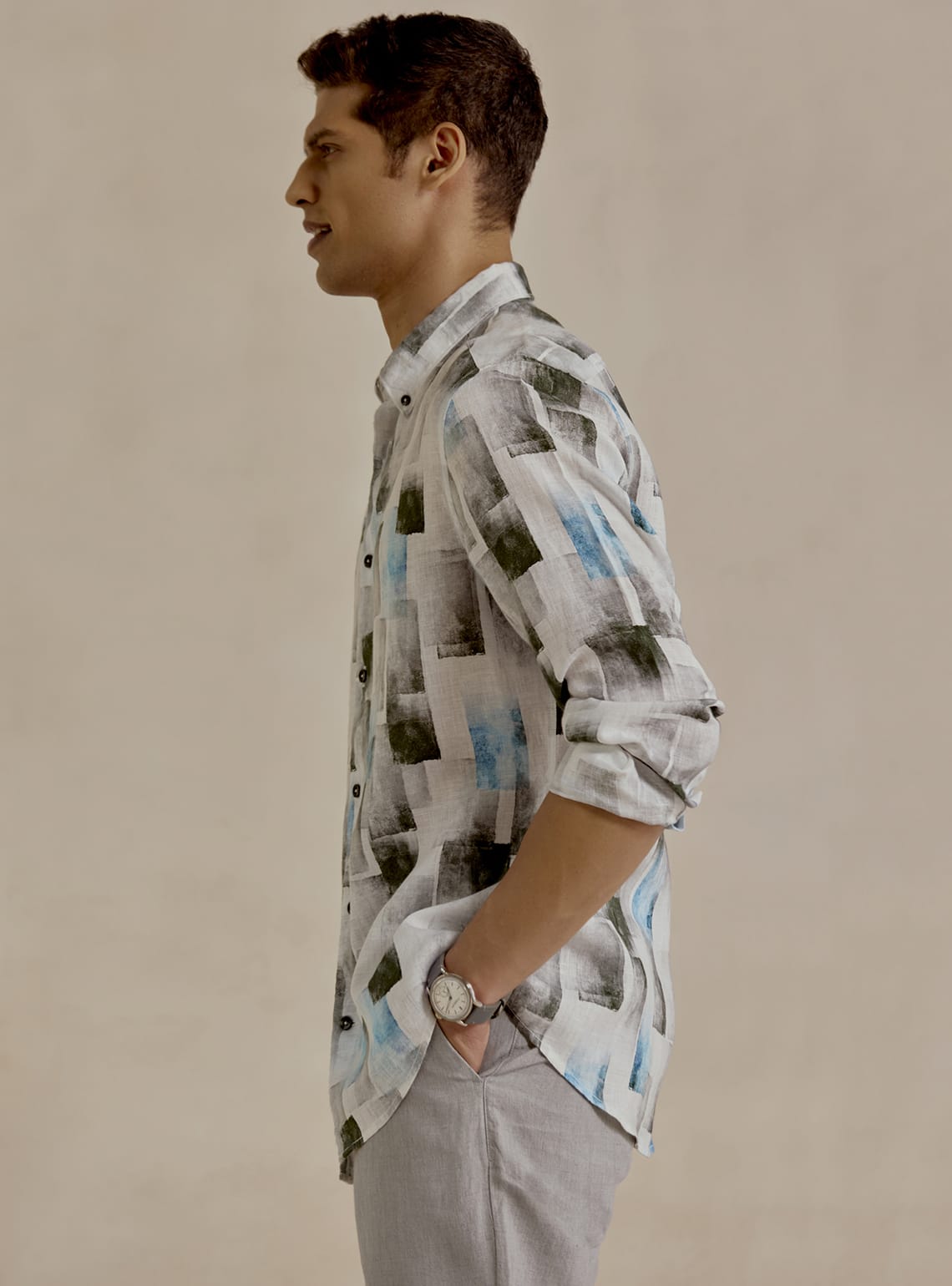 Grey Box Linen Shirt