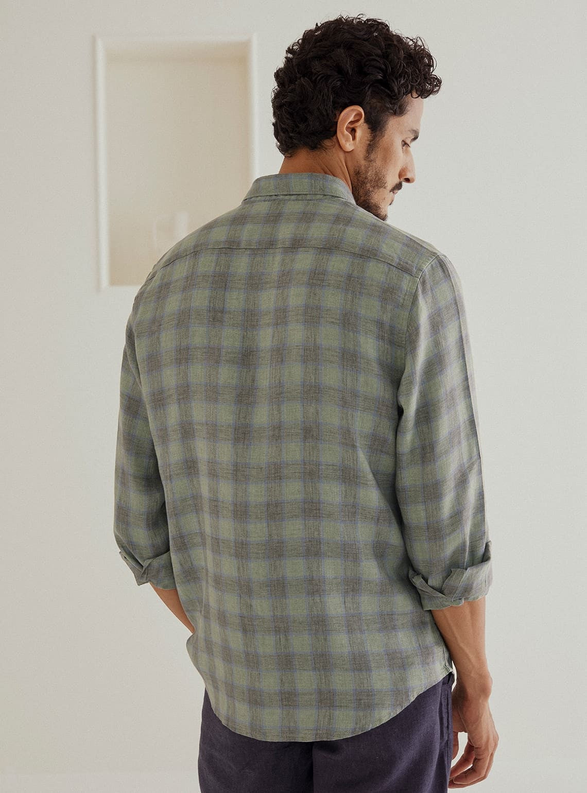 Sage Check Linen Shirt
