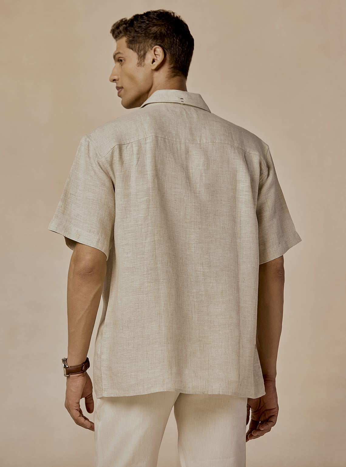 Light Beige Linen Shirt - Half