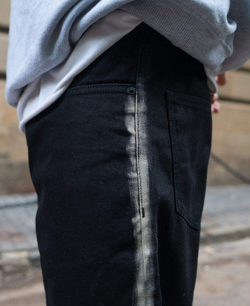Black Contrast Detail Baggy Jeans