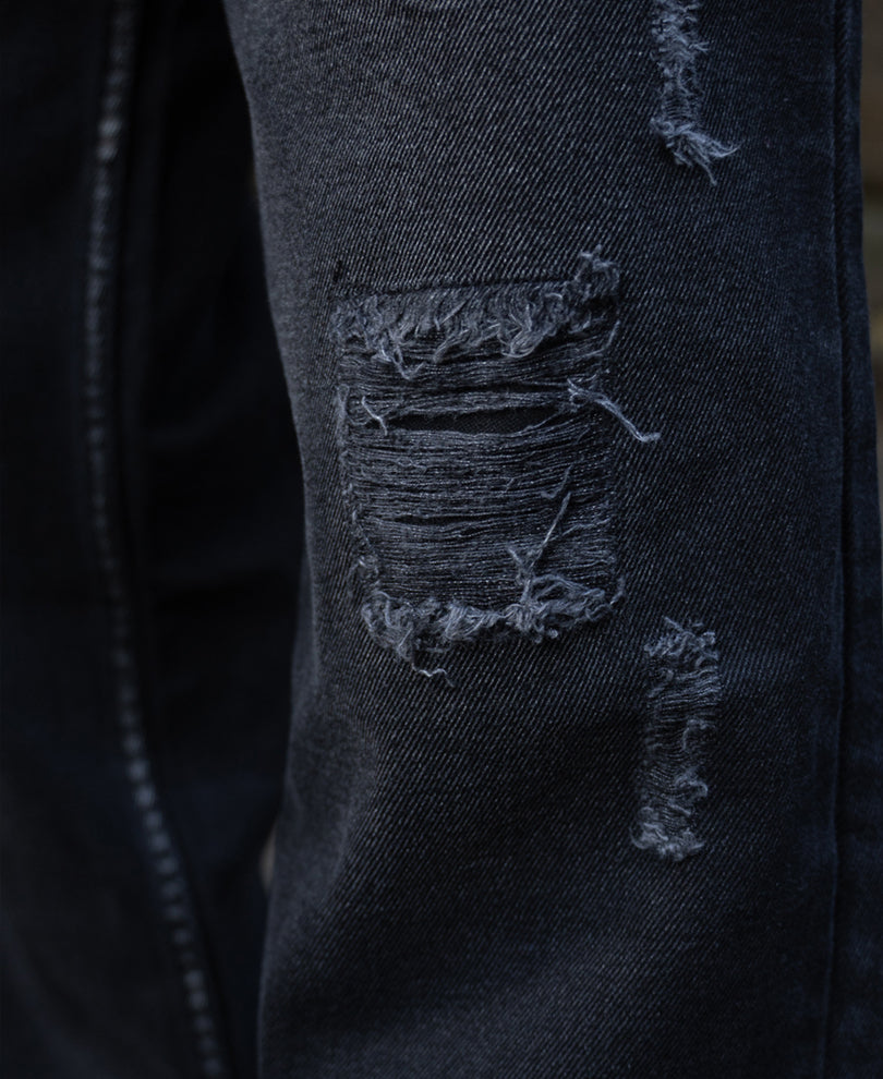 Black Distress Baggy Jeans