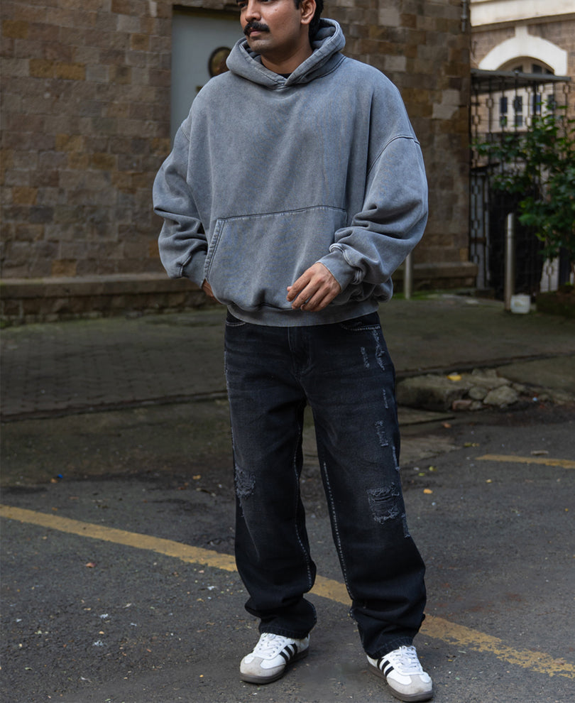 Black Distress Baggy Jeans