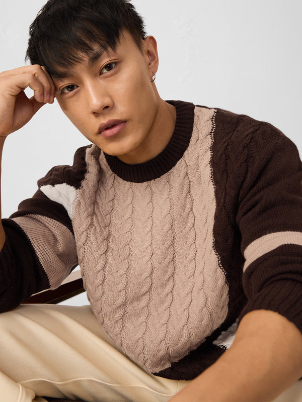 Colourblock Pullover: Mocha