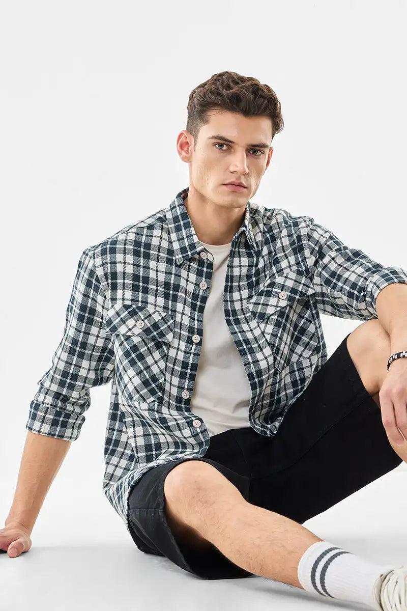 Double Pocket Plaid Overshirt