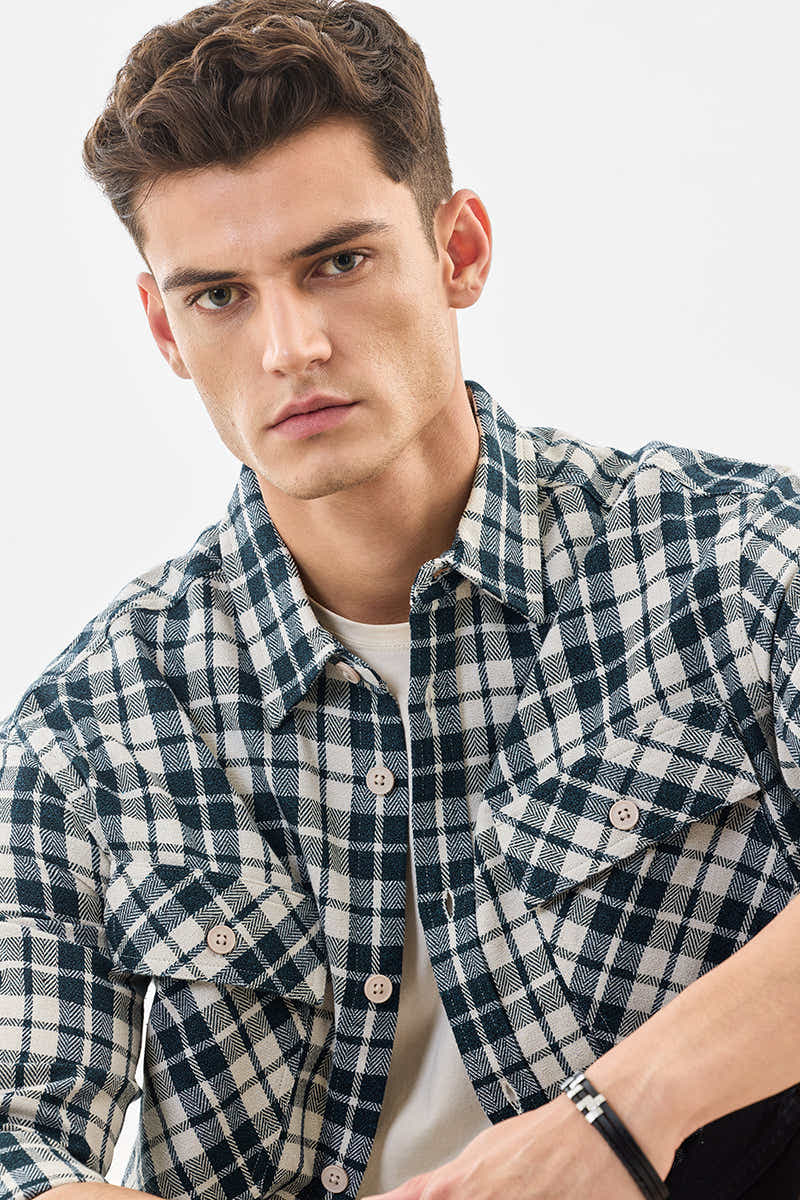 Double Pocket Plaid Overshirt