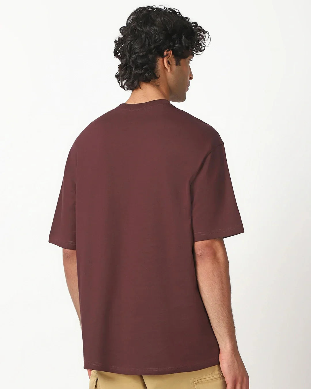 Men's Chocolate Brown Wild Typography Oversized T-shirt