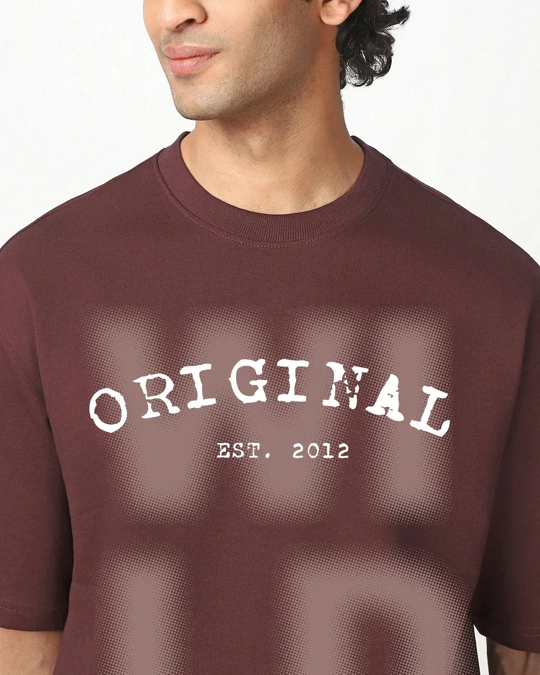 Men's Chocolate Brown Wild Typography Oversized T-shirt