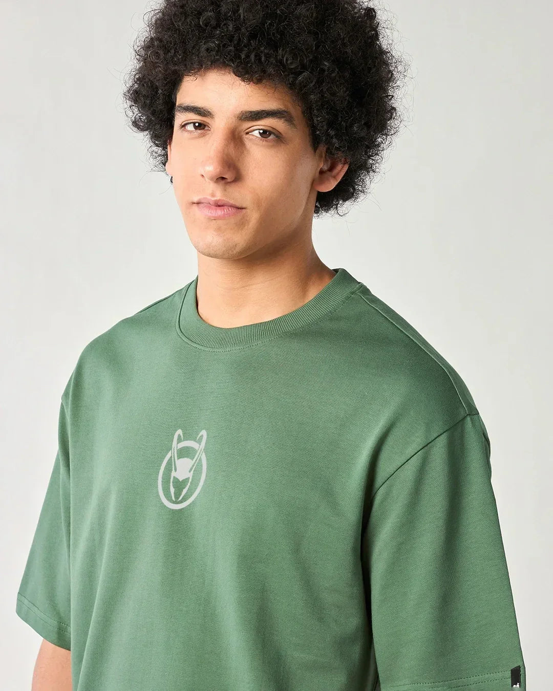 Men's Green Loki Graphic Printed Oversized T-shirt
