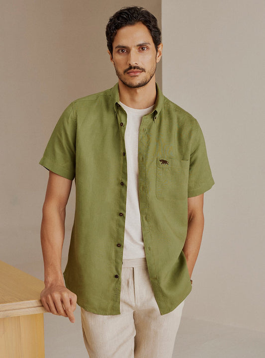 Deep Olive Linen Shirt