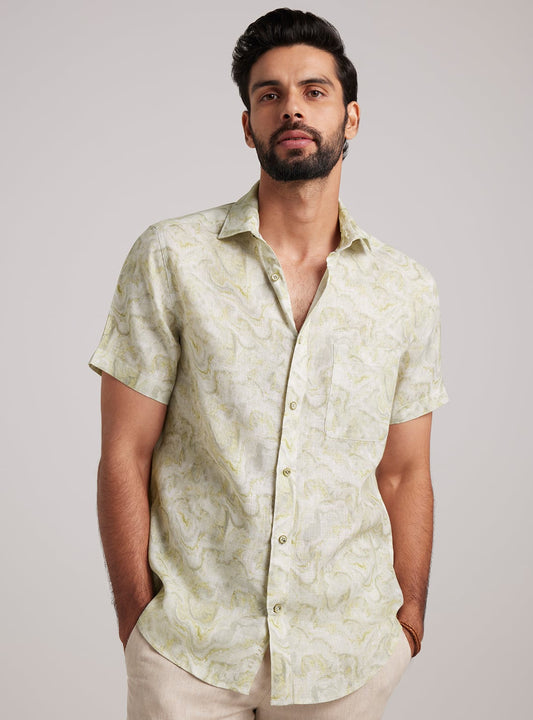 Khaki Marble Linen Shirt