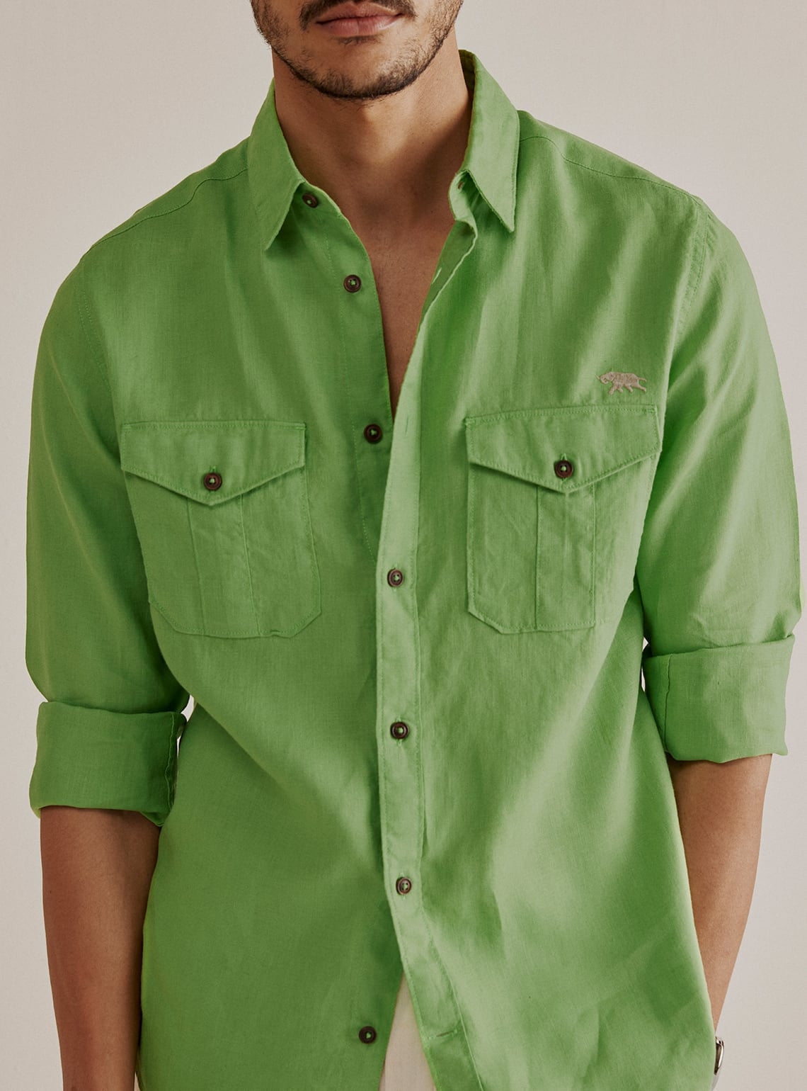 Mantis Green Linen Shirt