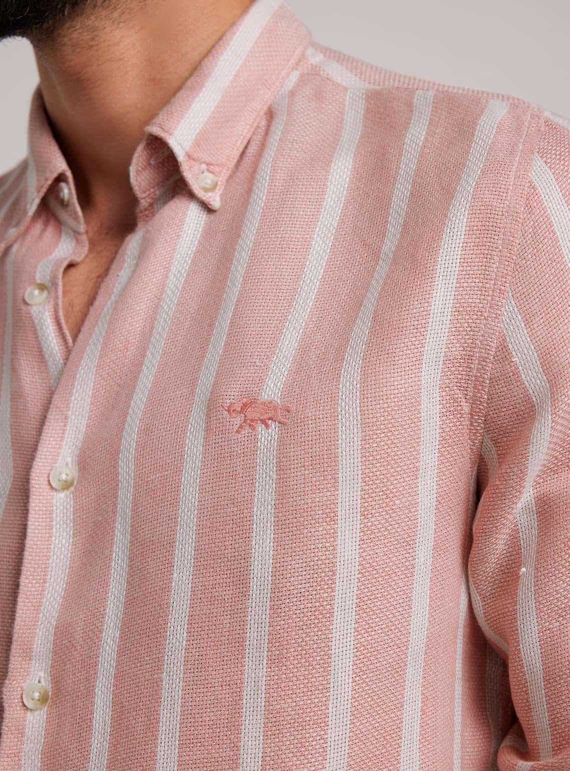 Puce Pink Stripe Linen Shirt