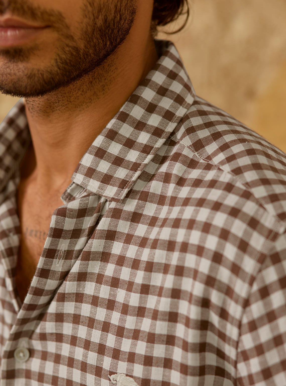 Otter Brown Check Linen Shirt