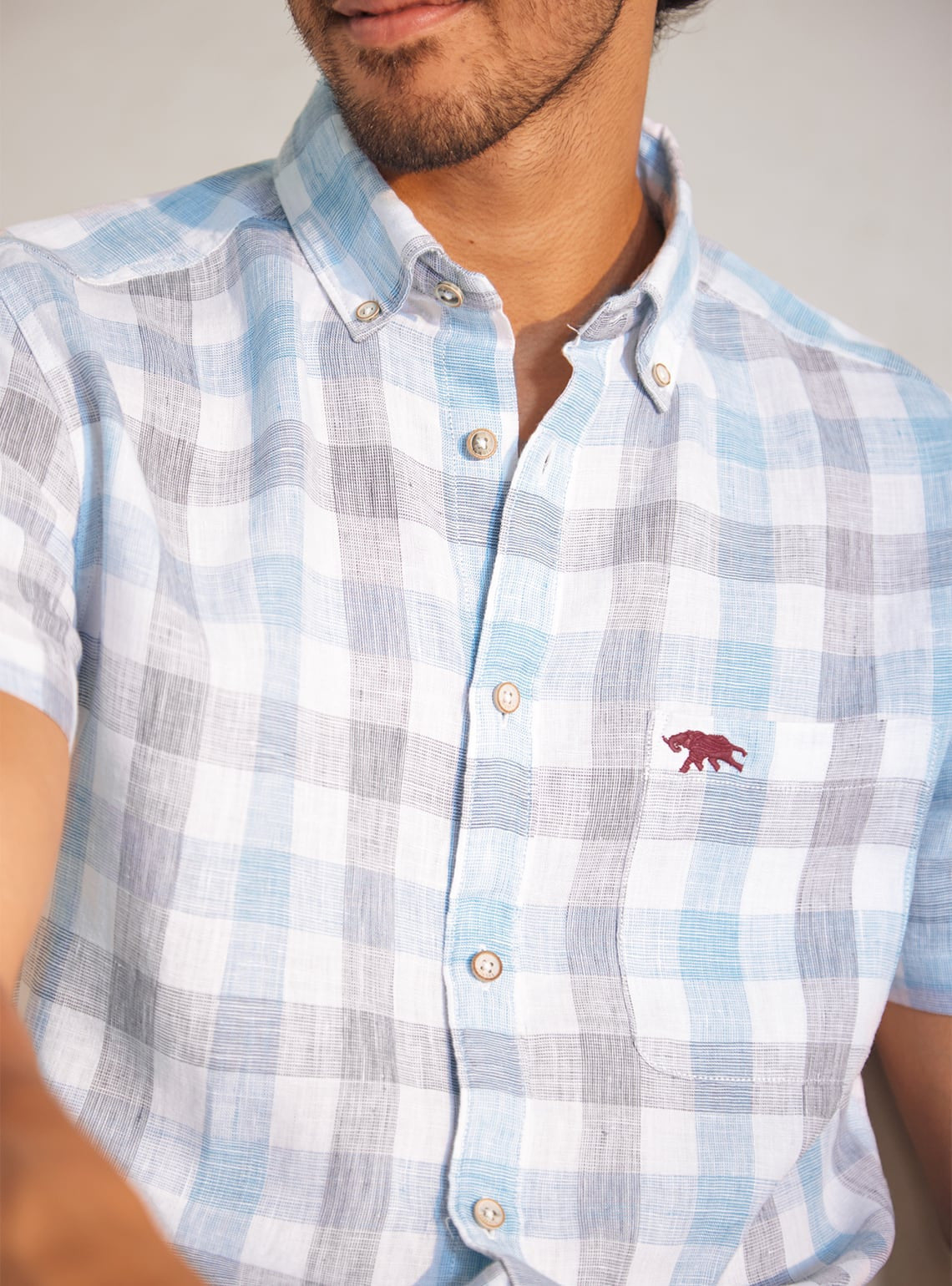 Havelock Blue Check Half Shirt