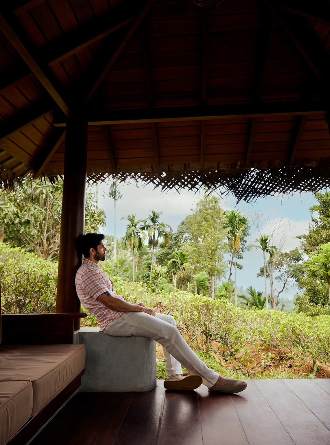 Orange Sand Grid Half Shirt