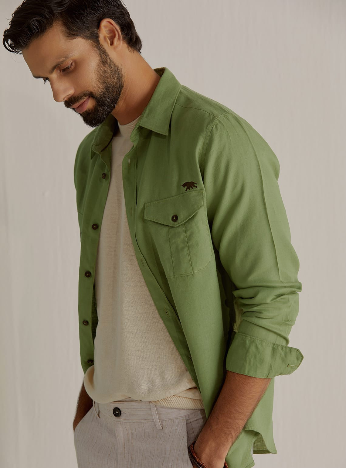 Jade Mist Linen Shirt