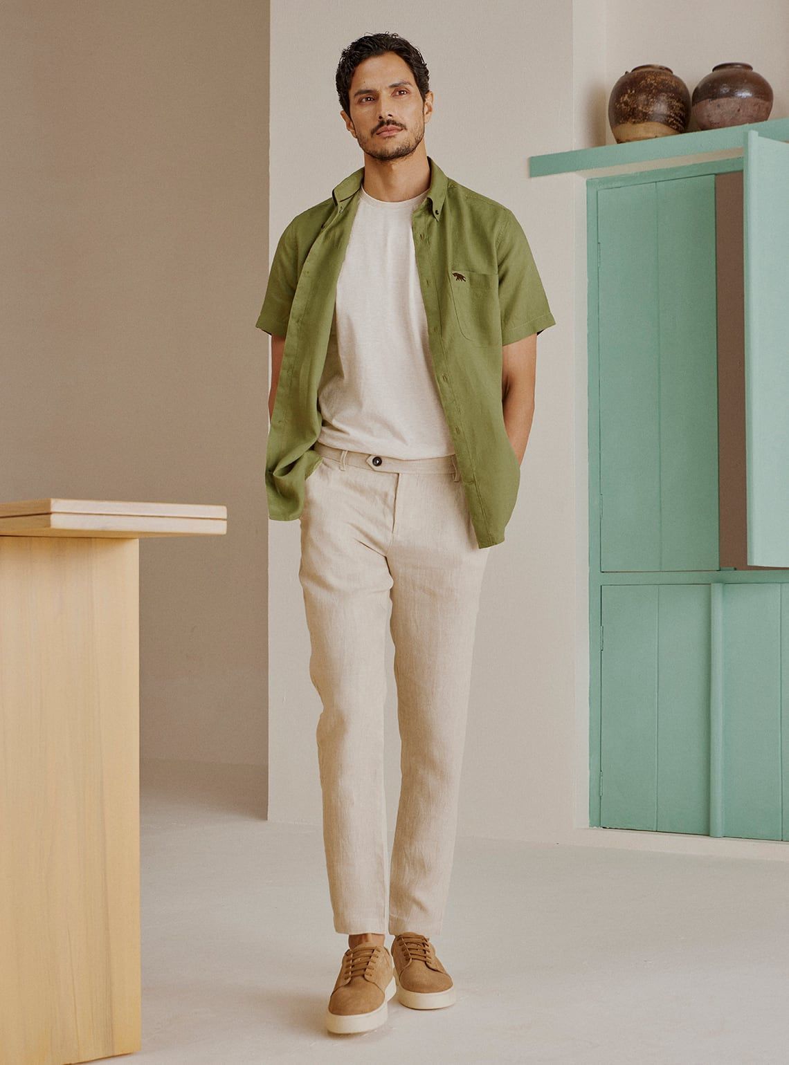 Deep Olive Linen Shirt