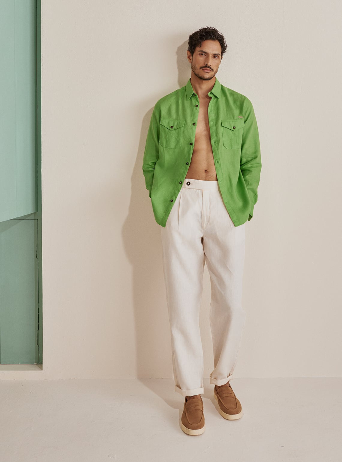 Mantis Green Linen Shirt