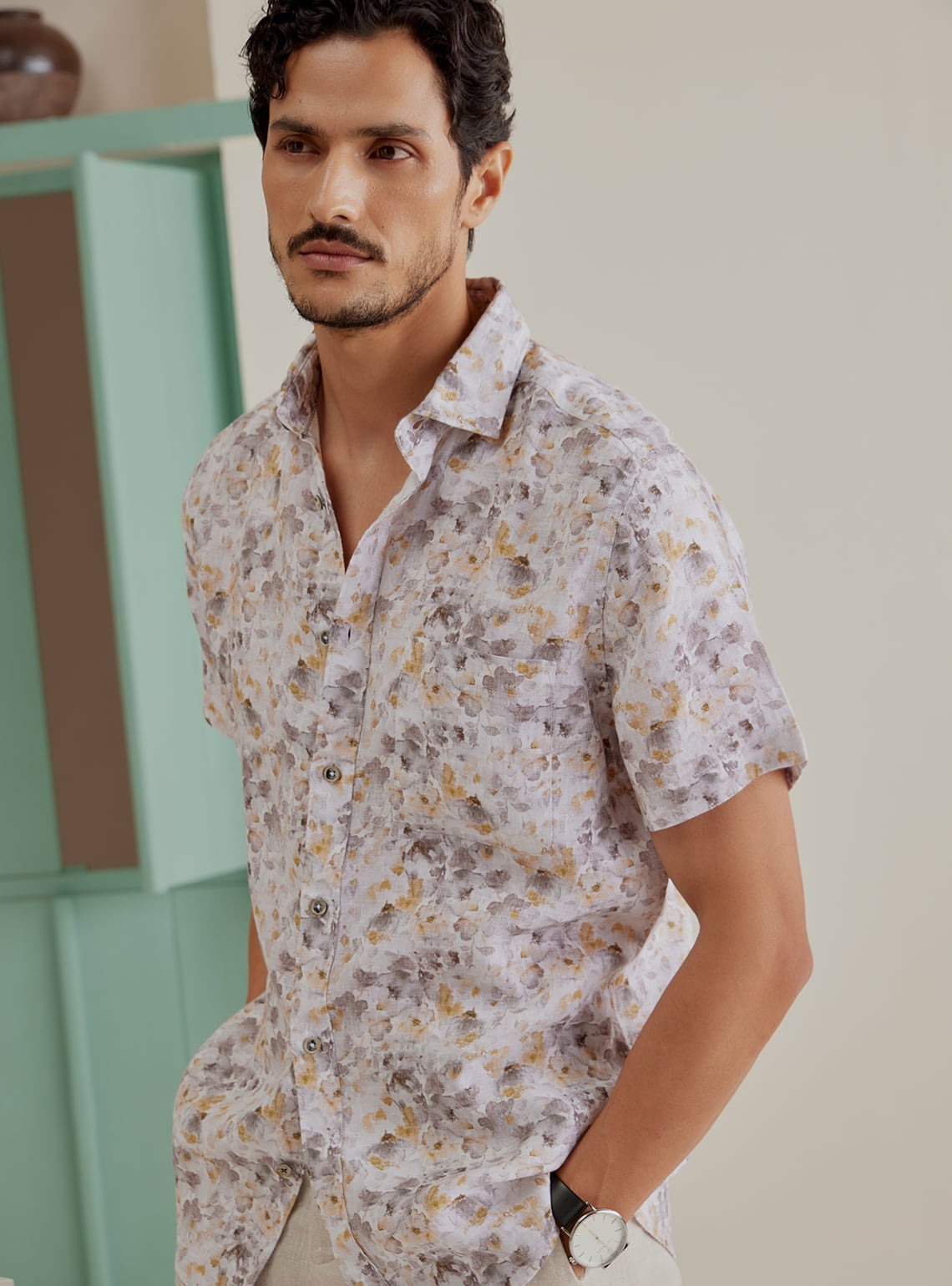 Cloudy Floral Linen Shirt