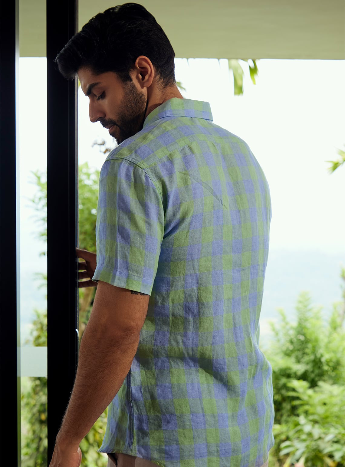 Bermuda Green Grid Half Shirt