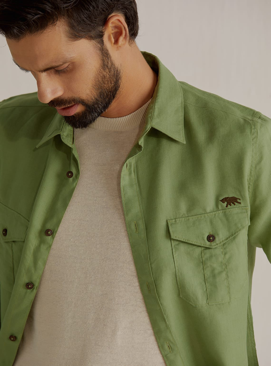 Jade Mist Linen Shirt