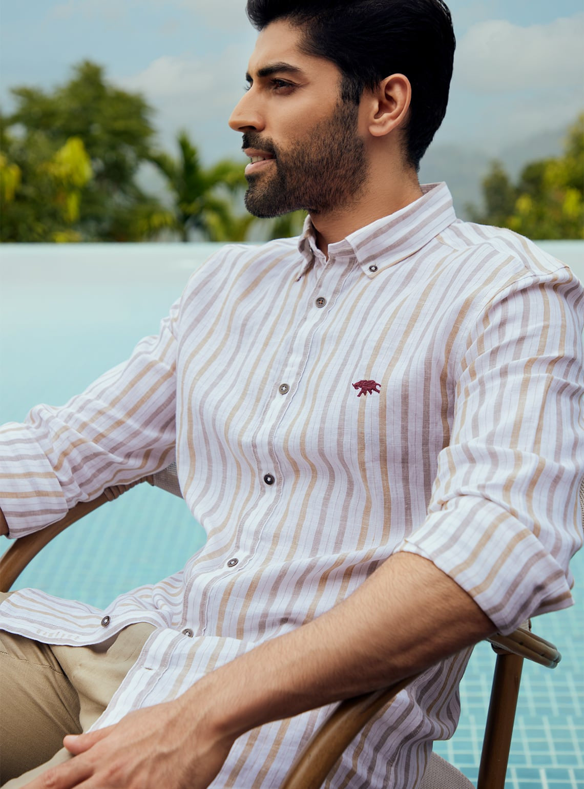 Khaki Gold Stripe Shirt