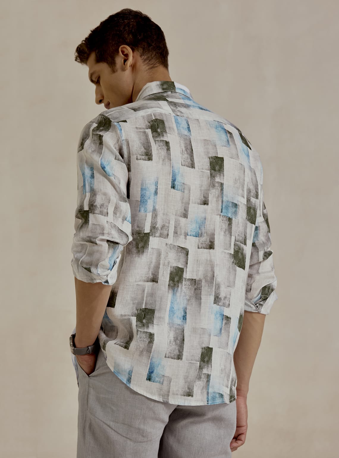 Grey Box Linen Shirt