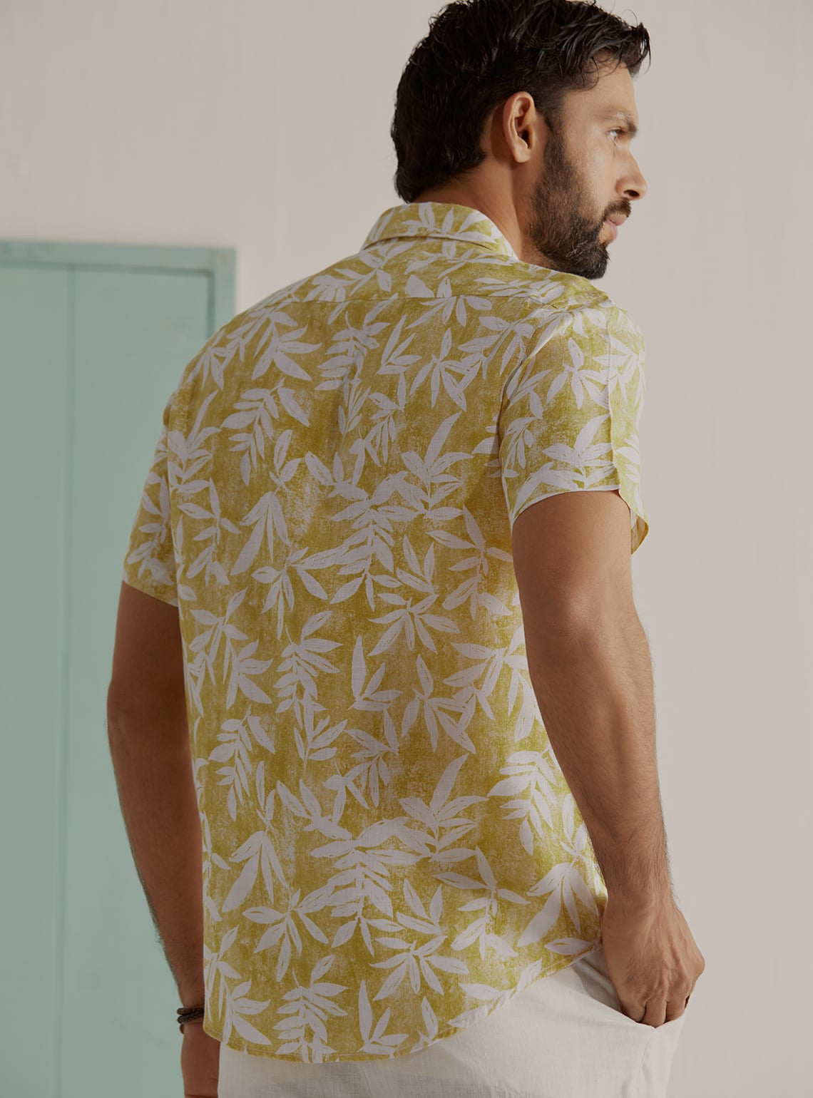 Tropical Mustard Linen Shirt