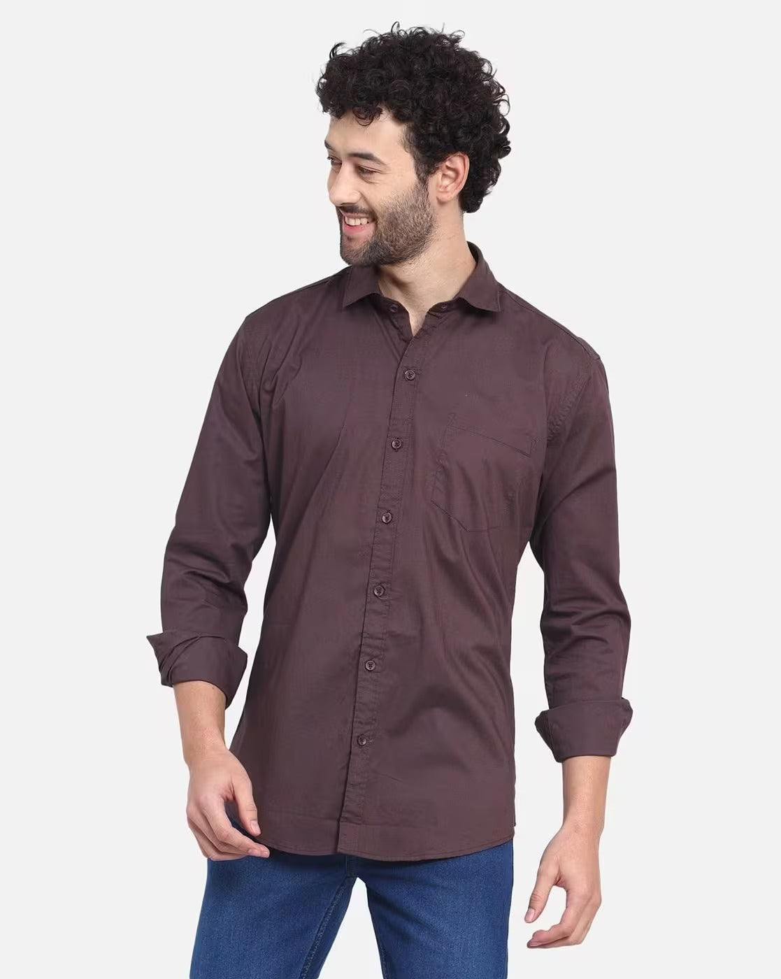Men Regular Fit Shirt with Patch Pocket