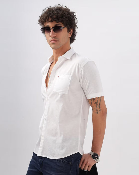 Men Slim Fit Shirt with Patch Pocket