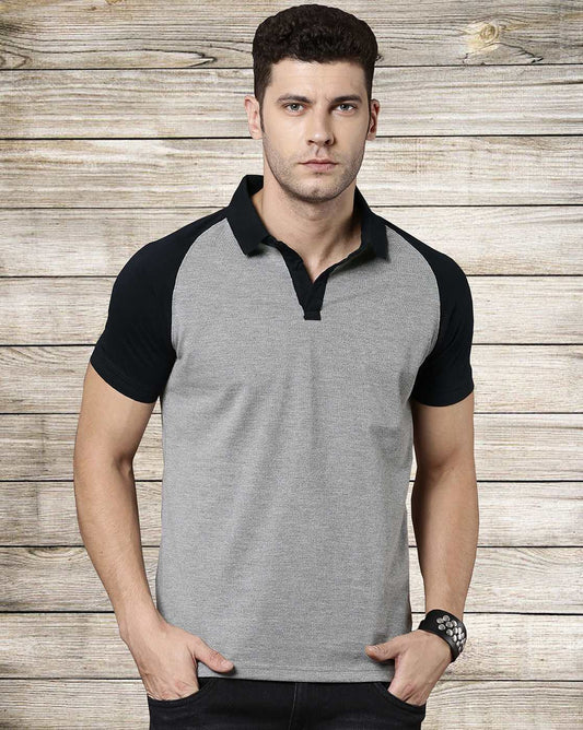 Men Colourblock Regular Fit Polo T-Shirt