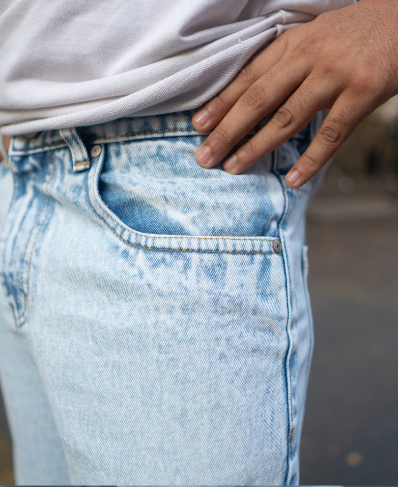 Ice Blue Washed Baggy Jeans