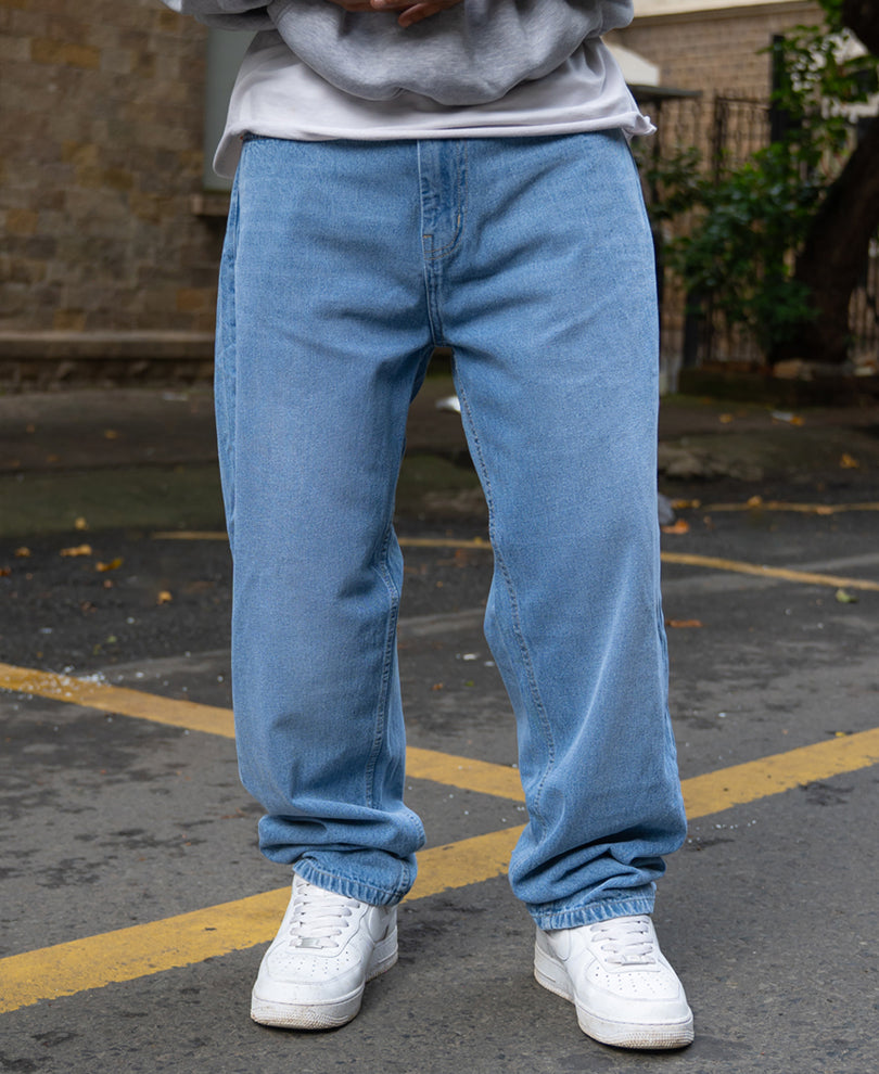 Mid Blue Washed Baggy Jeans