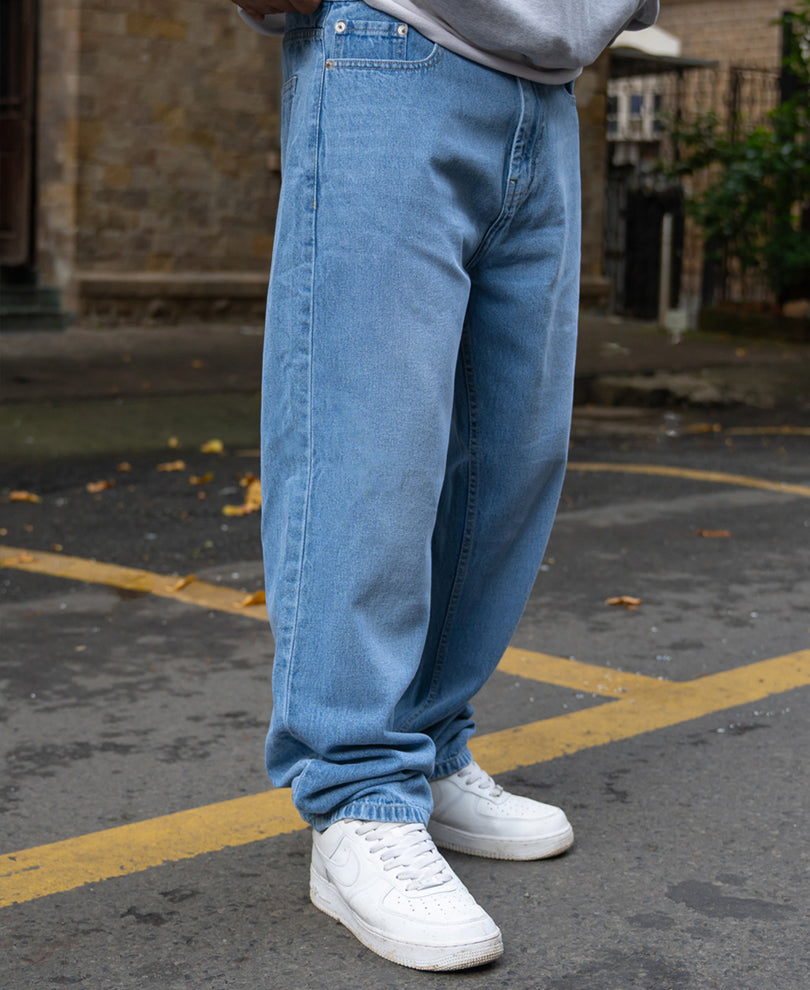 Mid Blue Washed Baggy Jeans