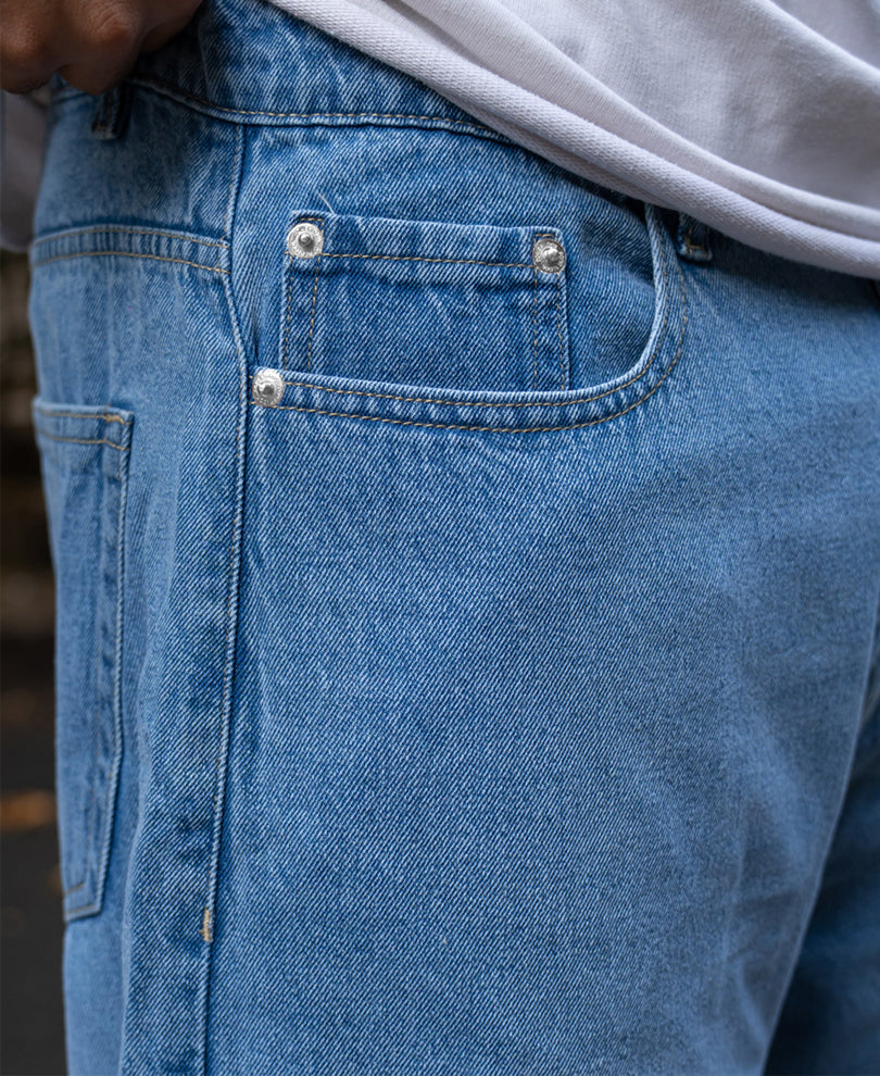 Mid Blue Washed Baggy Jeans