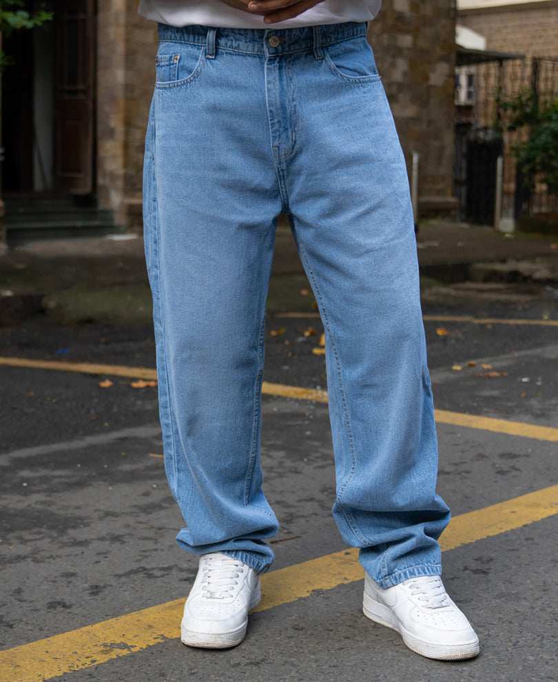 Mid Blue Washed Baggy Jeans