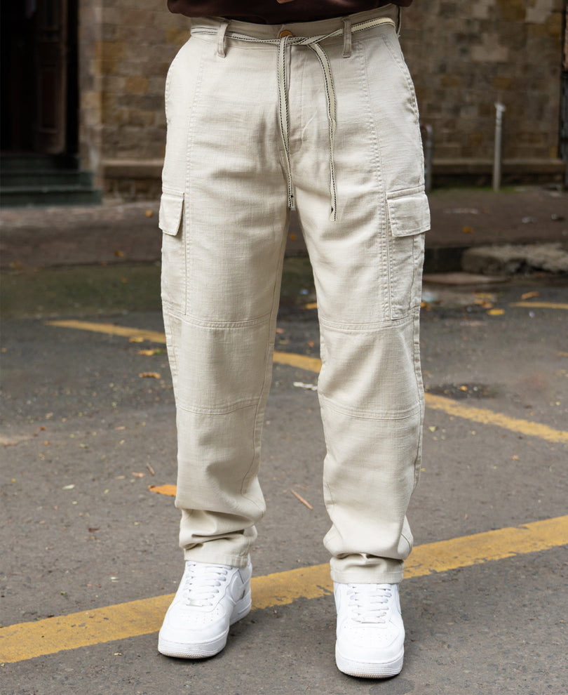 Light Beige Cotton Cargo Pant