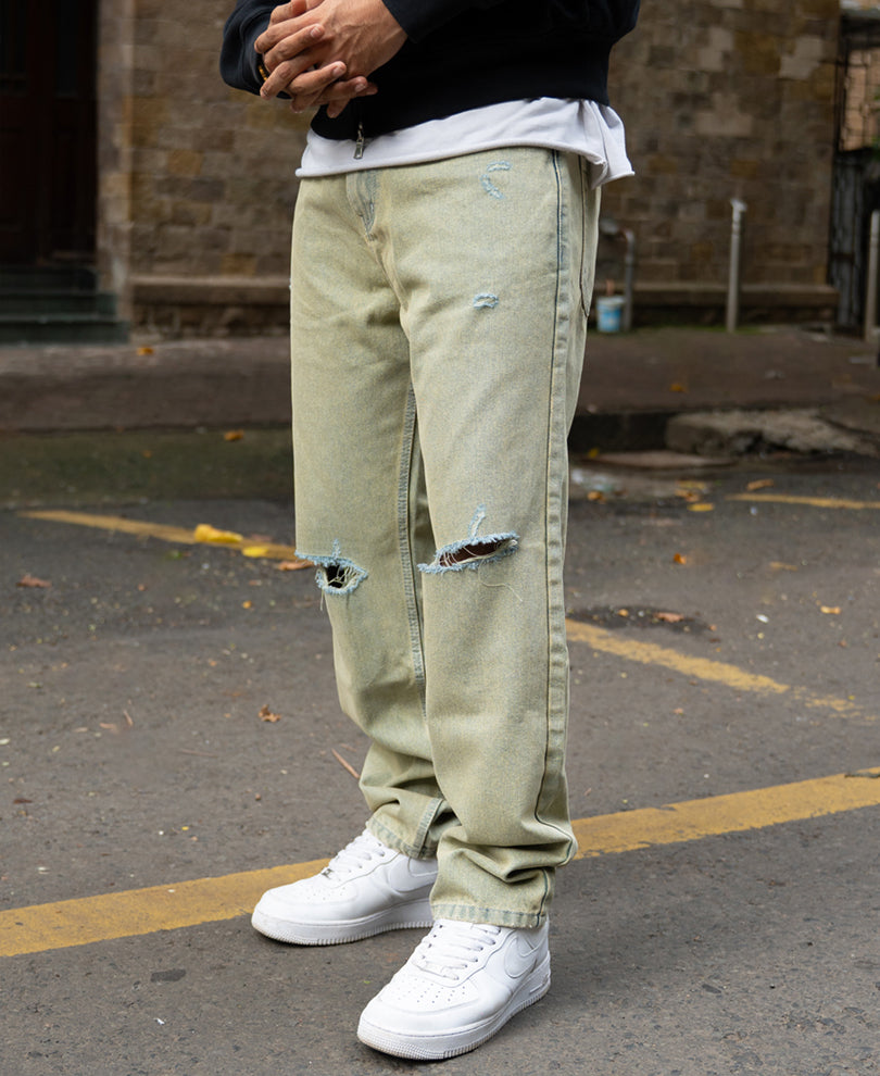 Tinted Blue Distressed Jeans